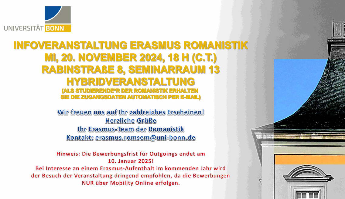 Infoveranstaltung zu ERASMUS-Aufenthalten